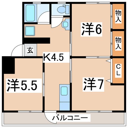 郡山駅 バス20分  桑野協立病院下車：停歩5分 3階の物件間取画像